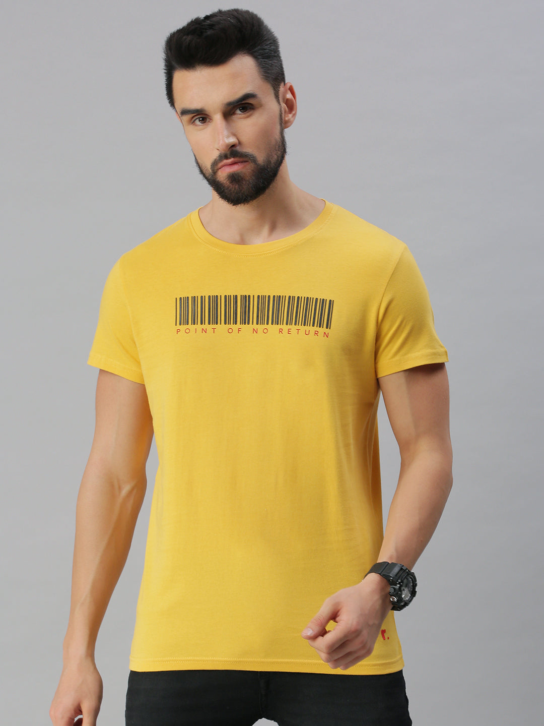 Barcode printed yellow t-shirt