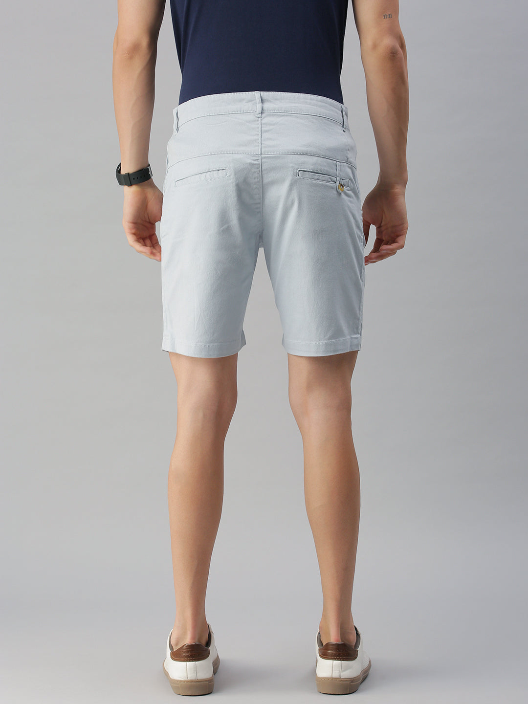 Light grey textured casual shorts