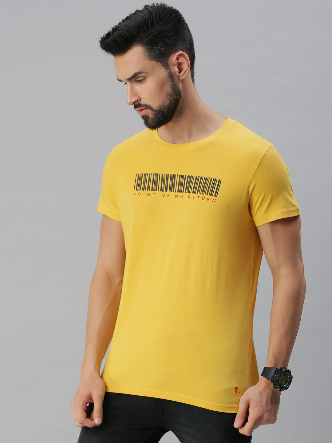 Barcode printed yellow t-shirt