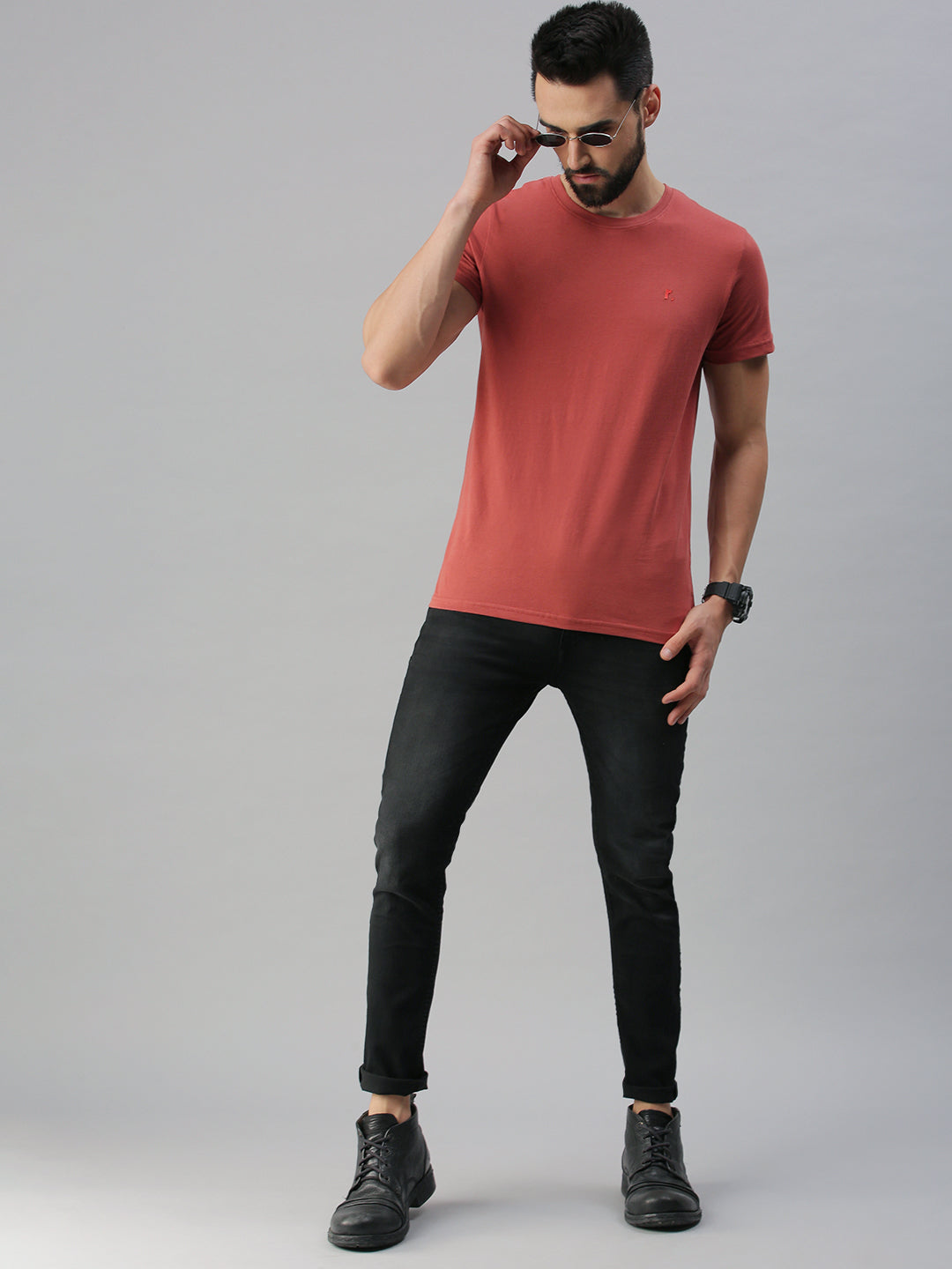 Solid men red t-shirt