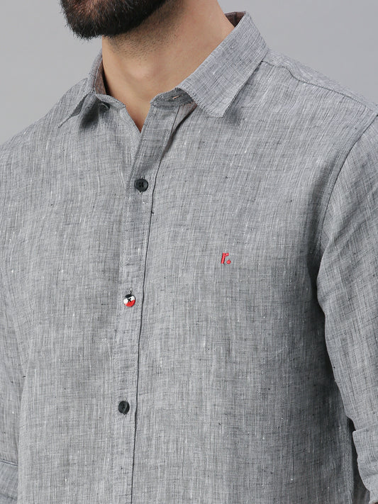 Men grey solid regular fit shirt