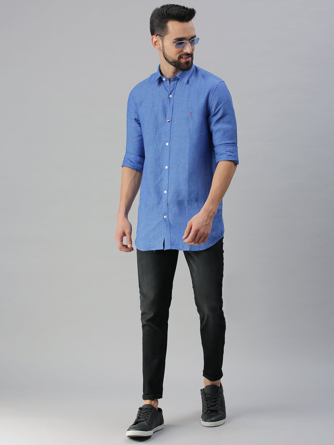 H&M Divided Denim Shirt Mens Medium Long Sleeve Button Up Blue Western |  eBay